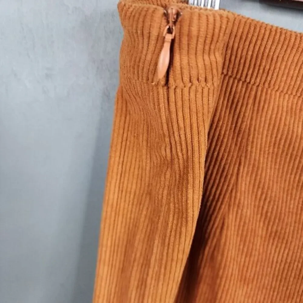 NEW Noracora Women's XXL Corduroy Pants Burnt Orange Pull-On Wide-Leg‎ Pleated